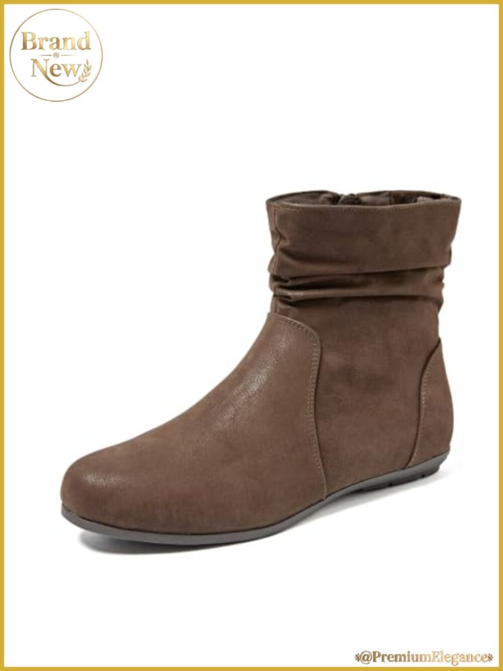 Wide Width Low Heel Side Zipper Ankle Boots with Memory Foam Insole